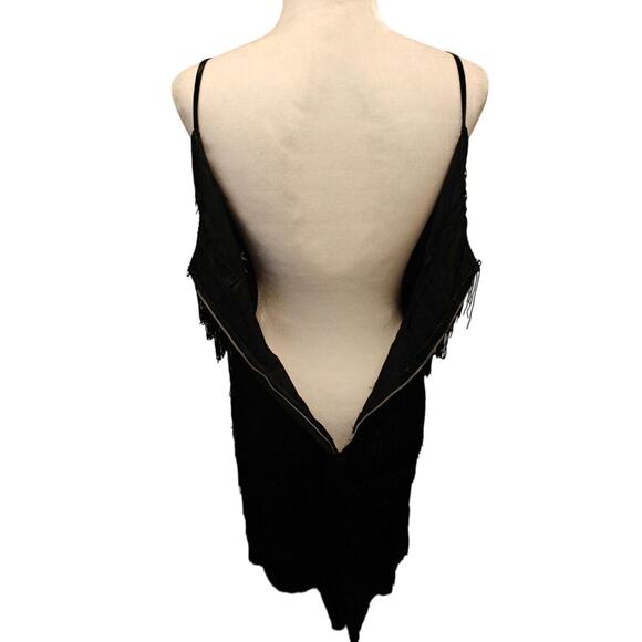 Vintage 1950s black Fringe Flapper style dress - Picture 7 of 11